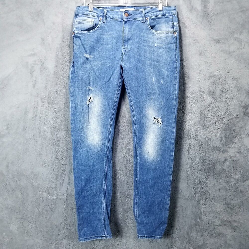 Denim Collection Skinny Fit Jeans Mens 34×32 Blue